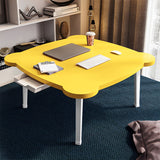 NNEAGS Yellow Minimalist Cat Ear Portable Floor Table Small Space-Saving Mini Desk Home Decor