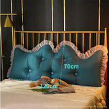 NNEAGS 4X 120cm Blue-Green Princess Bed Pillow Headboard Backrest Bedside Tatami Sofa Cushion with Ruffle Lace Home Decor