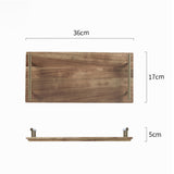 NNEAGS 2X 36cm Brown Rectangle Wooden Acacia Food Serving Tray Charcuterie Board Centerpiece  Home Decor