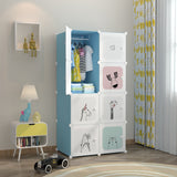 NNEAGS 8 Cubes Blue Portable Wardrobe Divide-Grid Modular Storage Organiser Foldable Closet