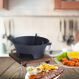 NNEAGS Large Cast Iron Round Stove Charcoal Table Net Grill Japanese Style BBQ Picnic Camping with Wooden Board