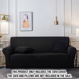 NNEAGS 4-Seater Black Sofa Cover Couch Protector High Stretch Lounge Slipcover Home Decor