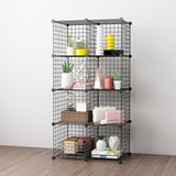 NNEAGS 2X Black Portable 8-Cube Storage Organiser Foldable DIY Modular Grid Space Saving Shelf