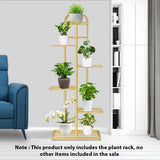 NNEAGS 6 Tier 7 Pots Gold Metal Plant Stand Flowerpot Display Shelf Rack Indoor Home Office Decor