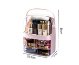 NNEAGS 2X 3 Tier Pink Countertop Makeup Cosmetic Storage Organiser Skincare Holder Jewelry Storage Box with Handle