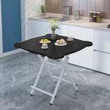 NNEAGS Black Minimalist Cat Ear Folding Table Indoor Outdoor Portable Stall Desk Home Decor