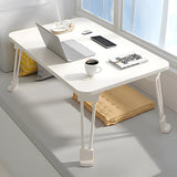 NNEAGS White Portable Bed Table Adjustable Folding Mini Desk With Cup-Holder Home Decor