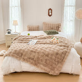 NNEAGS 2X 200cm Light Camel Fur Fuzzy Super Soft and Cozy Fluffy Throw Blanket