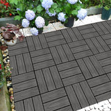 NNEAGS 11 pcs Dark Grey DIY Wooden Composite Decking Tiles Garden Outdoor Backyard Flooring Home Decor