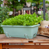 NNEAGS 49.5cm Green Rectangular Planter Vegetable Herb Flower Outdoor Plastic Box with Holder Balcony Garden Decor Set of 3