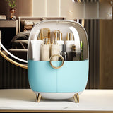 NNEAGS Blue Transparent Countertop Makeup Organiser Cosmetic Storage Waterproof Dustproof Bathroom Skincare Holder with Lid
