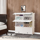 NNEAGS 5 Tier 2 Column White Shoe Rack Organizer Sneaker Footwear Storage Stackable Stand Cabinet Portable Wardrobe with Cover