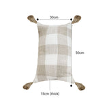 NNEAGS 2X 35CM Pillow Lumbar Cover Decorative Plaid Farmhouse Cushion Throw Pillow