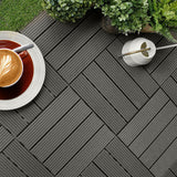 NNEAGS 11 pcs Grey DIY Wooden Composite Decking Tiles Garden Outdoor Backyard Flooring Home Decor