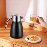 NNEAGS 1.2L Stainless Steel Kettle Insulated Vacuum Flask Water Coffee Jug Thermal Black