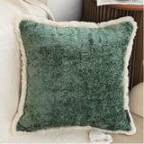 NNEAGS 45cm Jade Green Home aesthetic chenille texture tassel square Throw Pillow