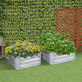 NNEAGS 90cm Square Galvanised Raised Garden Bed Vegetable Herb Flower Outdoor Planter Box