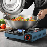 NNEAGS 50cm Stainless Steel Kitchen Cooking Wok with 2 Sturdy Handles