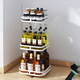 NNEAGS 2X 3 Tier Steel White Square Rotating Multi-Function Kitchen Portable Storage Spice Seasoning Kitchen Countertop Organiser Shelf
