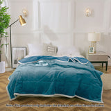 NNEAGS 2X Lake Blue Throw Blanket Warm Cozy Double Sided Thick Flannel Coverlet Fleece Bed Sofa Comforter