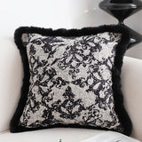 NNEAGS 2X 45cm Vintage Black Herringbone Pillowcase Set & Square Throw Pillow