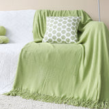 NNEAGS Green Acrylic Knitted Throw Blanket Solid Fringed Warm Cozy Woven Cover Couch Bed Sofa Home Decor