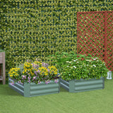 NNEAGS 2X 100cm Square Galvanised Raised Garden Bed Vegetable Herb Flower Outdoor Planter Box