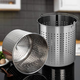 NNEAGS 130L 18/10 Stainless Steel Stockpot with Perforated Stock pot Basket Pasta Strainer
