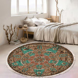 NNEAGS 90cm Mandala Round Area Thick Anti-slip Doormat, Home Decor