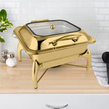 NNEAGS Gold Plated Stainless Steel Square Chafing Dish Tray Buffet Cater Food Warmer Chafer with Top Lid