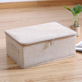 NNEAGS Beige Small Portable Double Zipper Storage Box Moisture Proof Clothes Basket Foldable Home Organiser