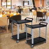 NNEAGS 2X 2 Tier Food Trolley Portable Kitchen Cart Multifunctional Big Utility Service with wheels 845x430x940mm Black
