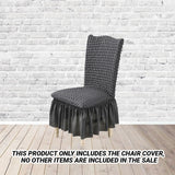 NNEAGS 2X Dark Grey Chair Cover Seat Protector with Ruffle Skirt Stretch Slipcover Wedding Party Home Decor