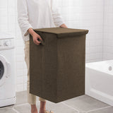 NNEAGS 2X Coffee Medium Collapsible Laundry Hamper Storage Box Foldable Canvas Basket Home Organiser Decor