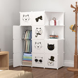 NNEAGS 10 Cubes White Portable Wardrobe Divide-Grid Modular Storage Organiser Foldable Closet with Doors