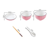 NNEAGS Pink Japanese Style Ceramic Dinnerware Crockery Soup Bowl Plate Server Kitchen Home Decor Set of 6