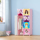 NNEAGS 8 Cubes Princess Design Portable Wardrobe Divide-Grid Modular Storage Organiser Foldable Closet