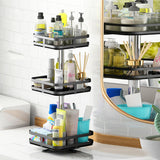 NNEAGS 2X 3 Tier Steel Black Square Rotating Multi-Function Kitchen Portable Storage Spice Seasoning Kitchen Countertop Organiser Shelf