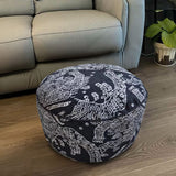 NNEAGS 50x30CM Black Round Soft Pouffe Seat Cushion Elegant Home Accent D?cor Stylish Footstool