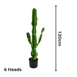 NNEAGS 4X 120cm Green Artificial Indoor Cactus Tree Fake Plant Simulation Decorative 6 Heads