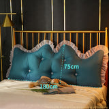 NNEAGS 4X 180cm Blue-Green Princess Bed Pillow Headboard Backrest Bedside Tatami Sofa Cushion with Ruffle Lace Home Decor