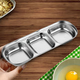 NNEAGS 20.5cm Silver Sauce Pan with Three Compartments Divided Sauce Dish Kitchen Essential