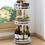 NNEAGS 2X 3 Tier Steel White Round Rotating Multi-Function Kitchen Portable Storage Spice Seasoning Kitchen Countertop Organiser Shelf