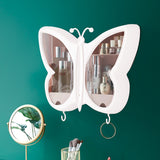 NNEAGS 2X White Butterfly Shape Wall-Mounted Makeup Organiser Dustproof Waterproof Bathroom Storage Box Home Decor