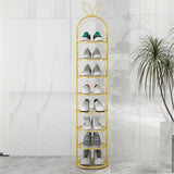 NNEAGS 2X 7 Tier Bunny Ears Shape  Gold Plated Metal Shoe Organizer Space Saving Portable Footwear Storage Shelf