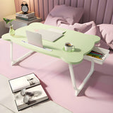 NNEAGS Green Portable Bed Table Adjustable Folding Mini Desk With Mini Drawer and Cup-Holder Home Decor