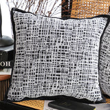 NNEAGS 2X 45cm Vintage Leopard Print Sofa Black & White Grid Wide Edge Square Throw Pillow