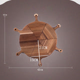 NNEAGS 2X  6 pcs Brown Round Divisible Wood Pizza Server Food Plate Board Pizza Paddle Cutting Board Home Decor
