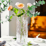 NNEAGS 30.5cm Handcrafted Clear Glass Vase, Classic Design for Home Decor