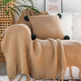 NNEAGS Coffee Tassel Fringe Knitting Blanket Warm Cozy Woven Cover Couch Bed Sofa Home Decor